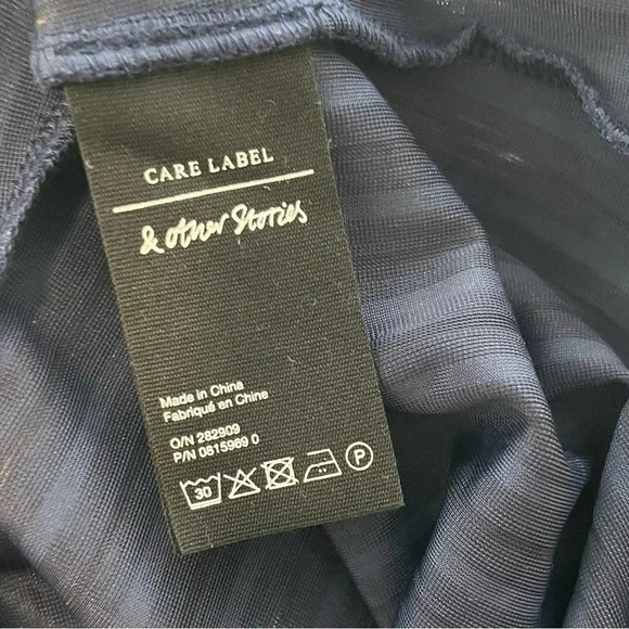 & OTHER STORIES Striped Velour Midi Wrap Dress V Neck Long Sleeve Festive Sz 0 - Picture 8 of 11